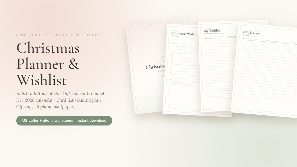 Christmas Planner & Wishlist Kit 2026