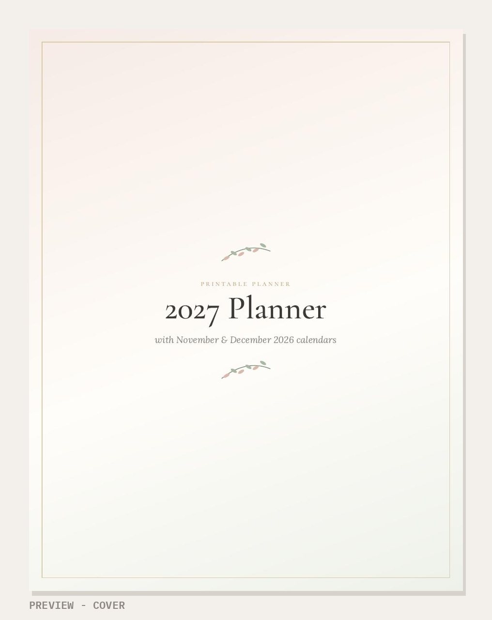 2027 Planner + Nov to Dec 2026 Calendars: cover page preview