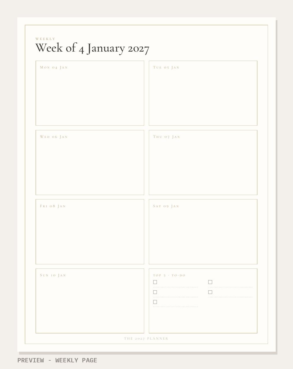 2027 Planner + Nov to Dec 2026 Calendars: weekly page page preview