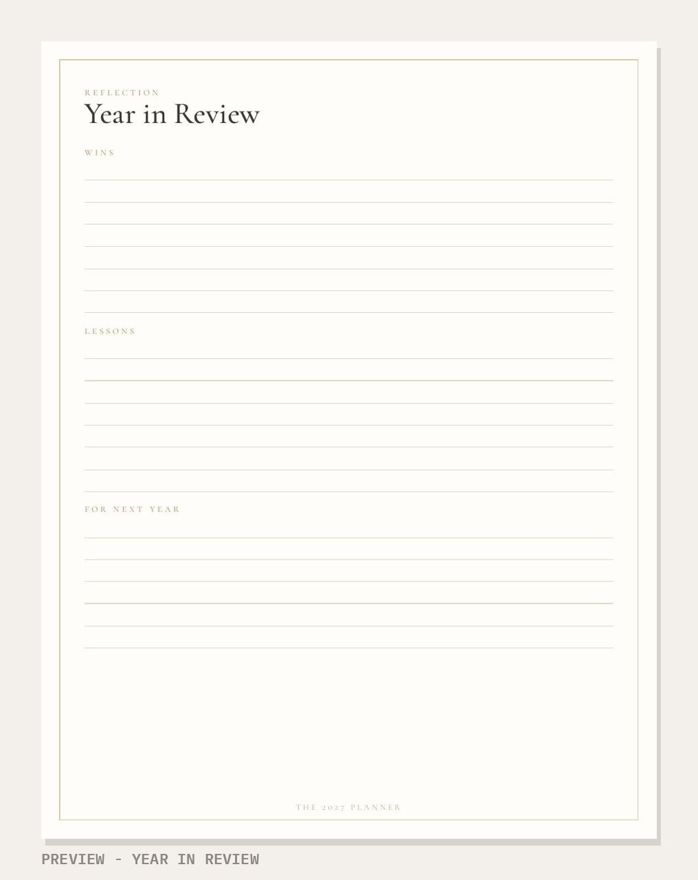 2027 Planner + Nov to Dec 2026 Calendars: year in review page preview