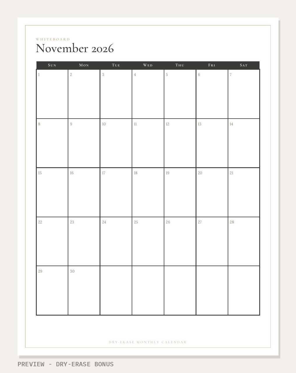 2027 Planner + Nov to Dec 2026 Calendars: dry-erase bonus calendar page preview